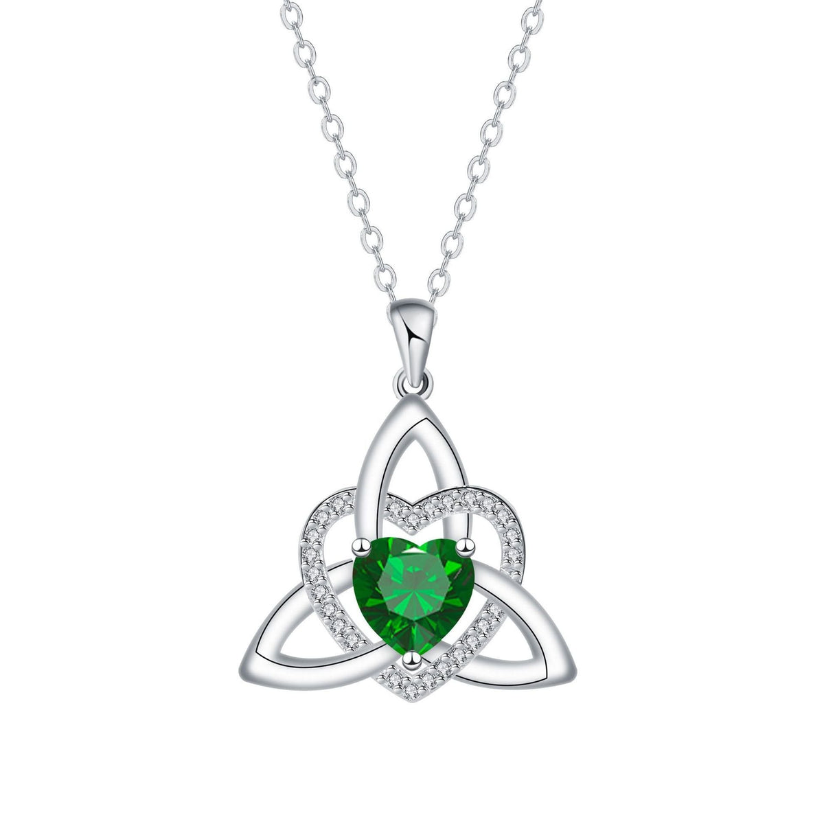 Keltische Herz-Halskette mit Geburtsstein✨ Triquetra Dreifaltigkeitsknoten Anhänger