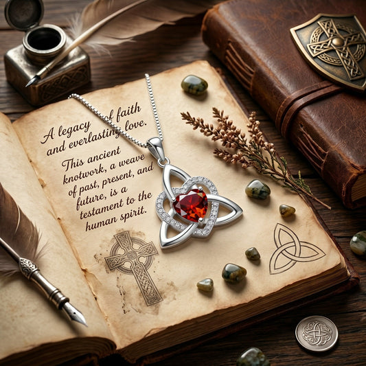 Keltische Herz-Halskette mit Geburtsstein✨ Triquetra Dreifaltigkeitsknoten Anhänger