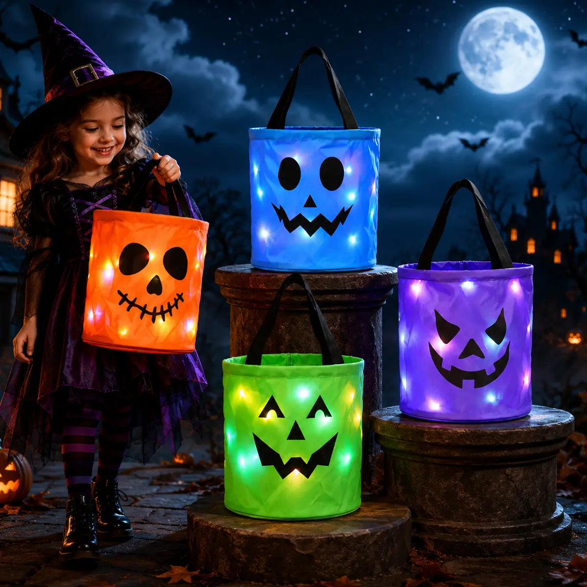 🎃 Diese Halloween-Tasche ist schon ein Hit! ✨ LED-Kürbis Trick-or-Treat-Tasche – Das perfekte Leuchten für Kinder 👻