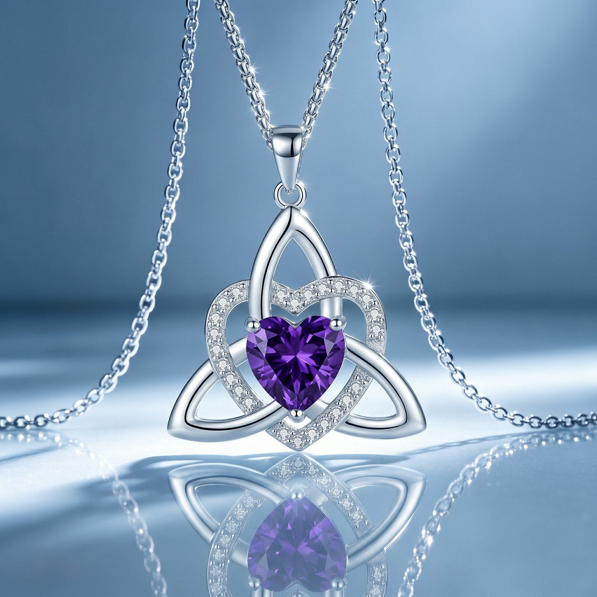 Keltische Herz-Halskette mit Geburtsstein✨ Triquetra Dreifaltigkeitsknoten Anhänger