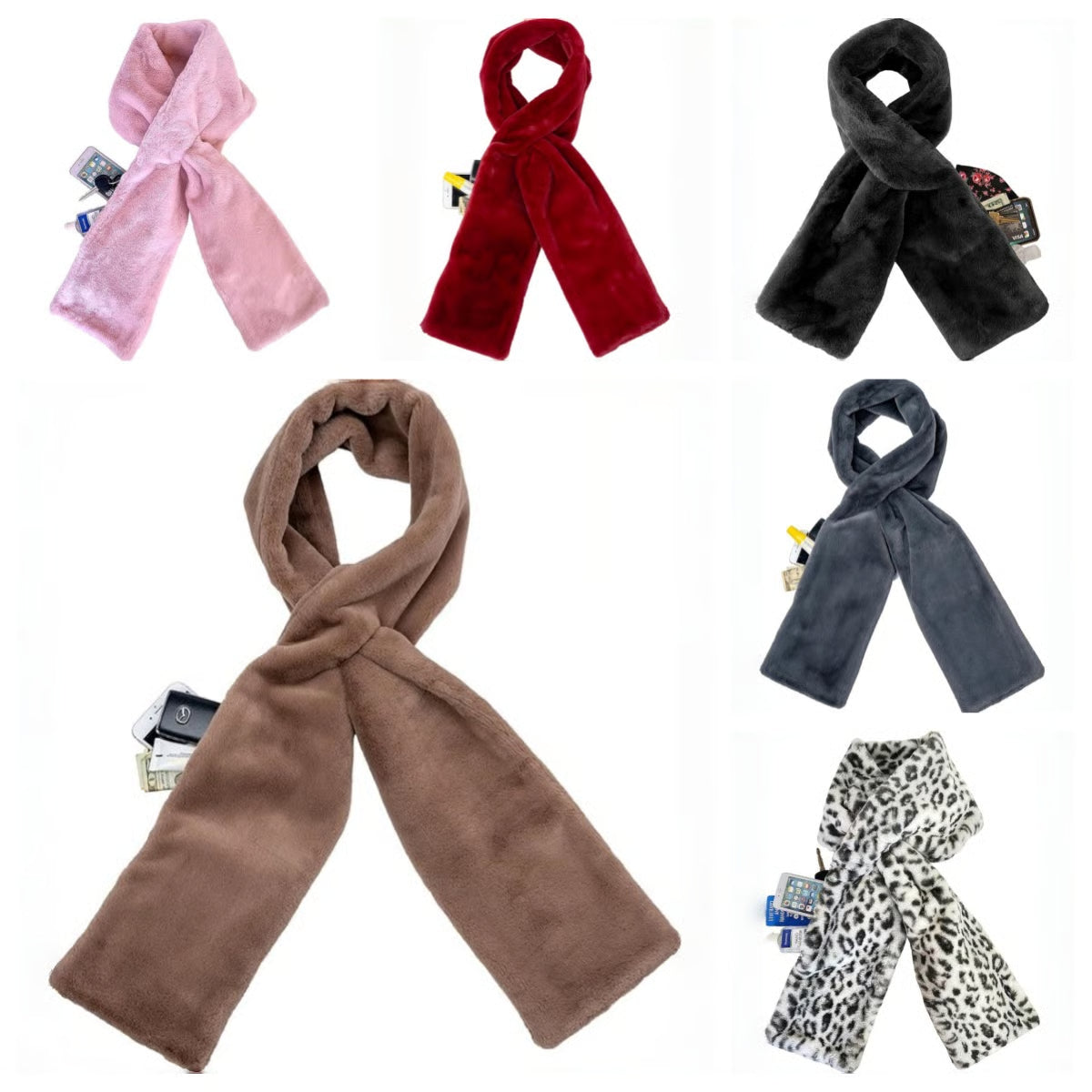 🏆LETZTER TAG SALE 50% RABATT🔥⚡50K+ verkauft!🧣Ultraweicher Kunstfell-Durchziehschal mit geheimer Reißverschlusstasche