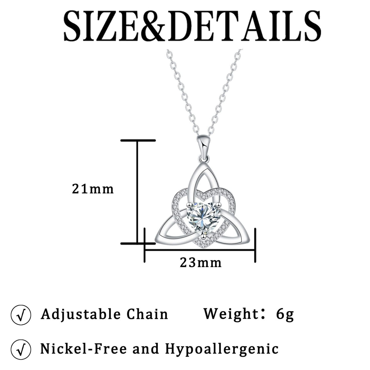 Keltische Herz-Halskette mit Geburtsstein✨ Triquetra Dreifaltigkeitsknoten Anhänger