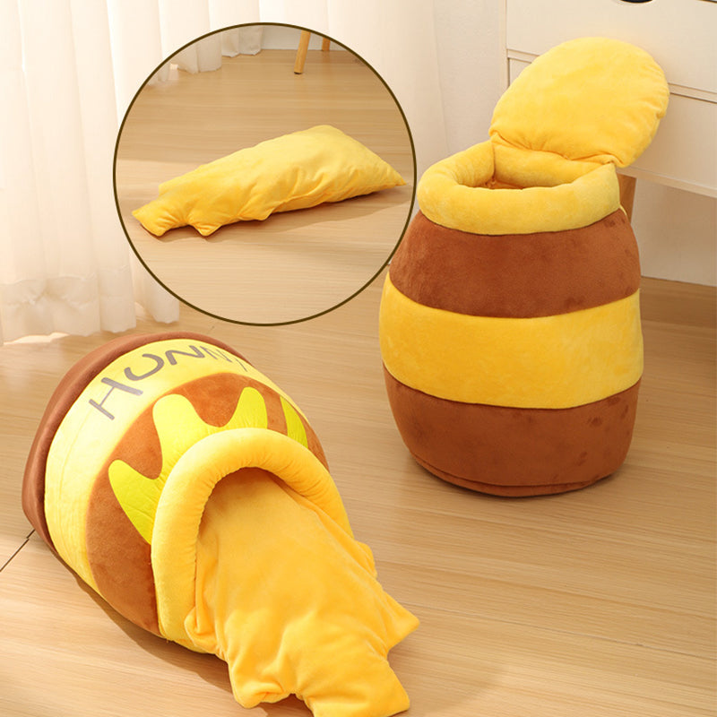 🍯 50% RABATT – Gemütliches Honigtopf-Bett für Katzen & kleine Hunde
