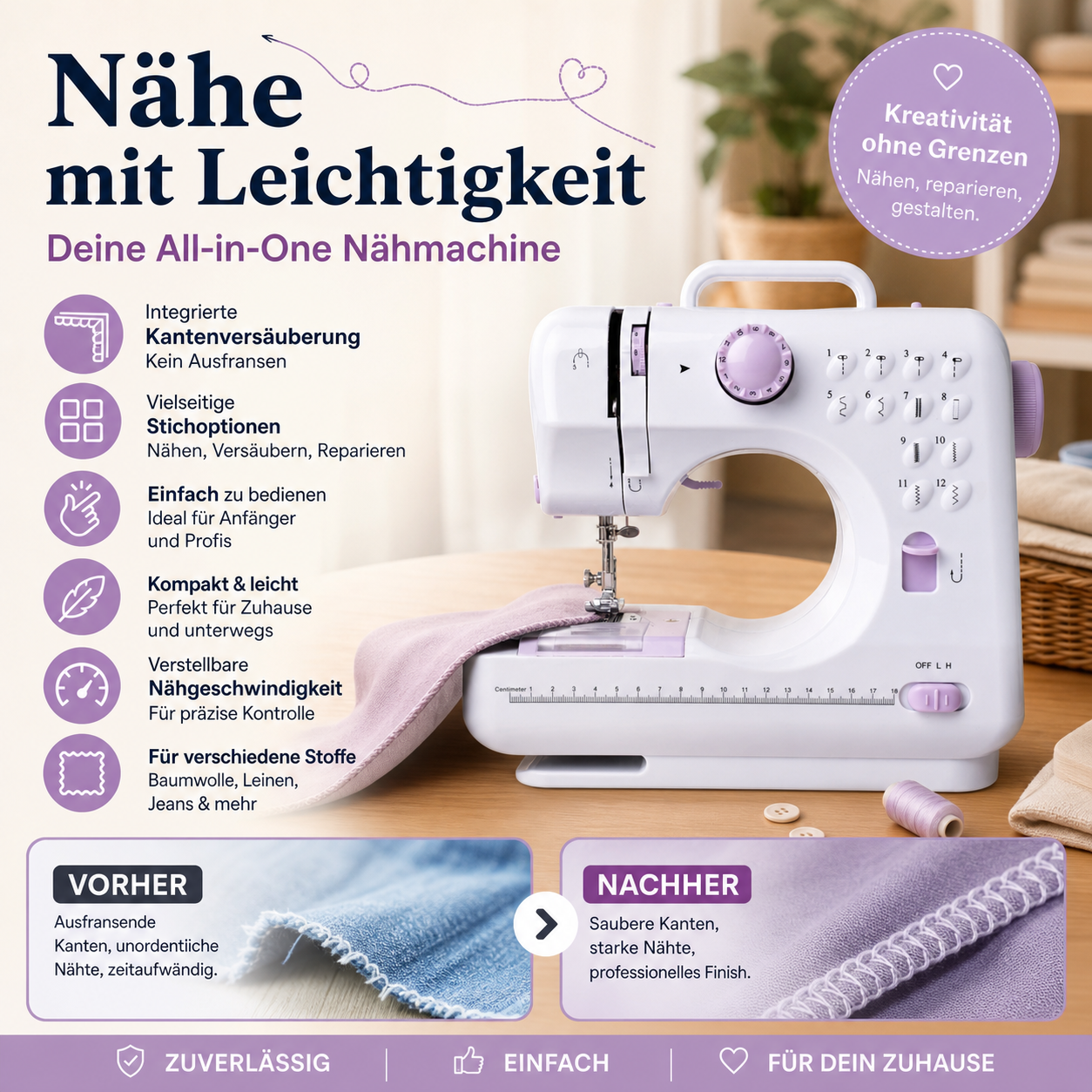 🧵 50% RABATT! 🛍️ Mini-Nähmaschine für Zuhause – 12 Stiche, robust & kompakt – Ideal für Reparaturen & DIY-Projekte ✂️