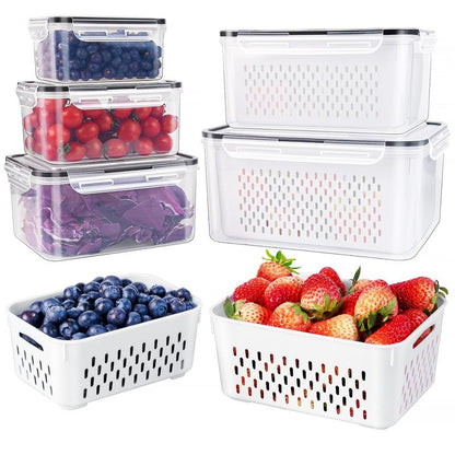 🍓✨ 3-teiliges Obstbehälter-Set – Herausnehmbares Sieb, auslaufsicher und stapelbar
