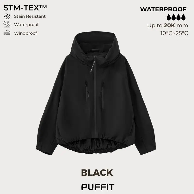 🧥Kapuze mit breiter Krempe💧Kurze, übergroße Regenjacke mit ausgestelltem Saum und verstellbaren Ärmelbündchen