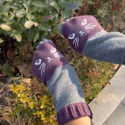 🔥Warm und kuschelig🧤Damen-Strickhandschuhe ohne Finger mit süßem Katzenmuster🐱