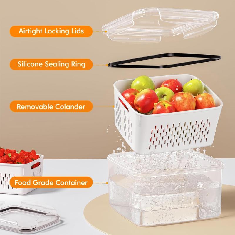 🍓✨ 3-teiliges Obstbehälter-Set – Herausnehmbares Sieb, auslaufsicher und stapelbar