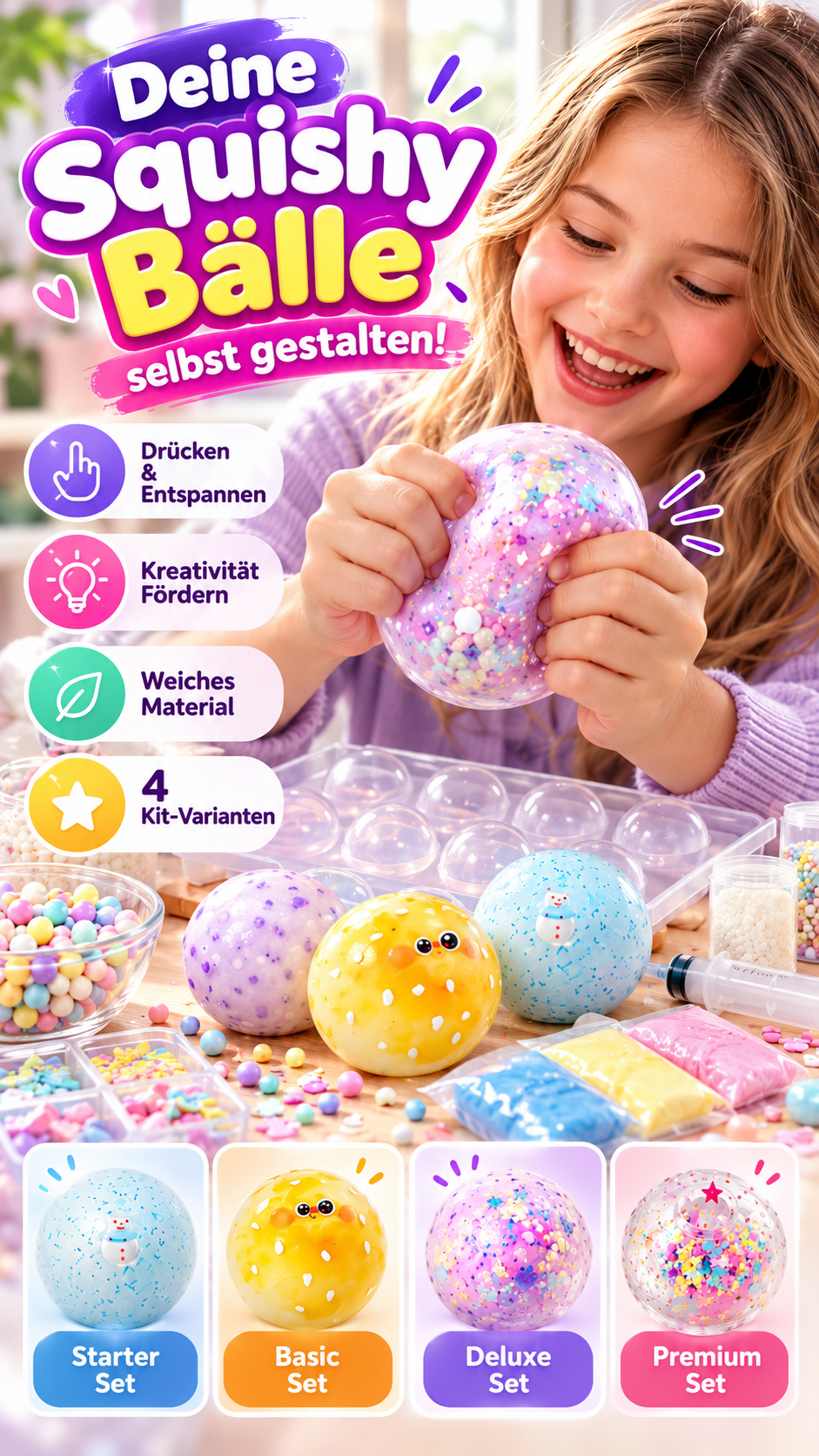 ✨ JETZT 50 % RABATT ✨DIY-Knetball-Bastelset – Squishy-Bälle selbst gestalten-Gcom