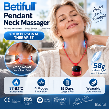 🔥50 % Rabatt🔥💞50K+ SOLD! 🧘‍♀️💆 50% OFF! Pendant Neck Massager – wearable design, 3 heat levels & 9 intensities melt away stiffness. No more painkillers – gentle electrical pulses relax deep neck muscles naturally! 🔥💚