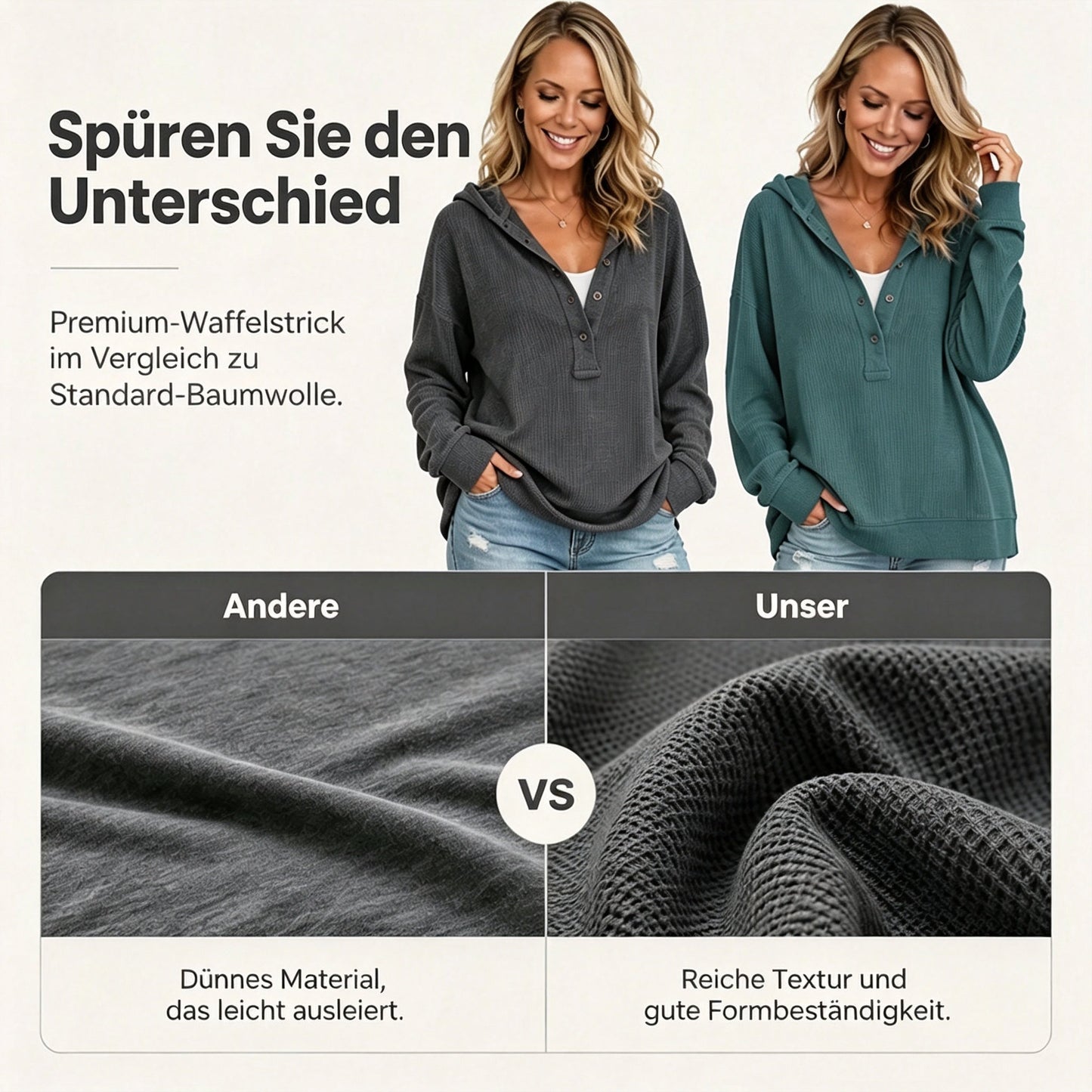 🛍️50 % Rabatt – Damen-Langarm-Hoodie – weicher Baumwollstoff, bequemer Schnitt & vielseitig für Alltag und Freizeit 🌿