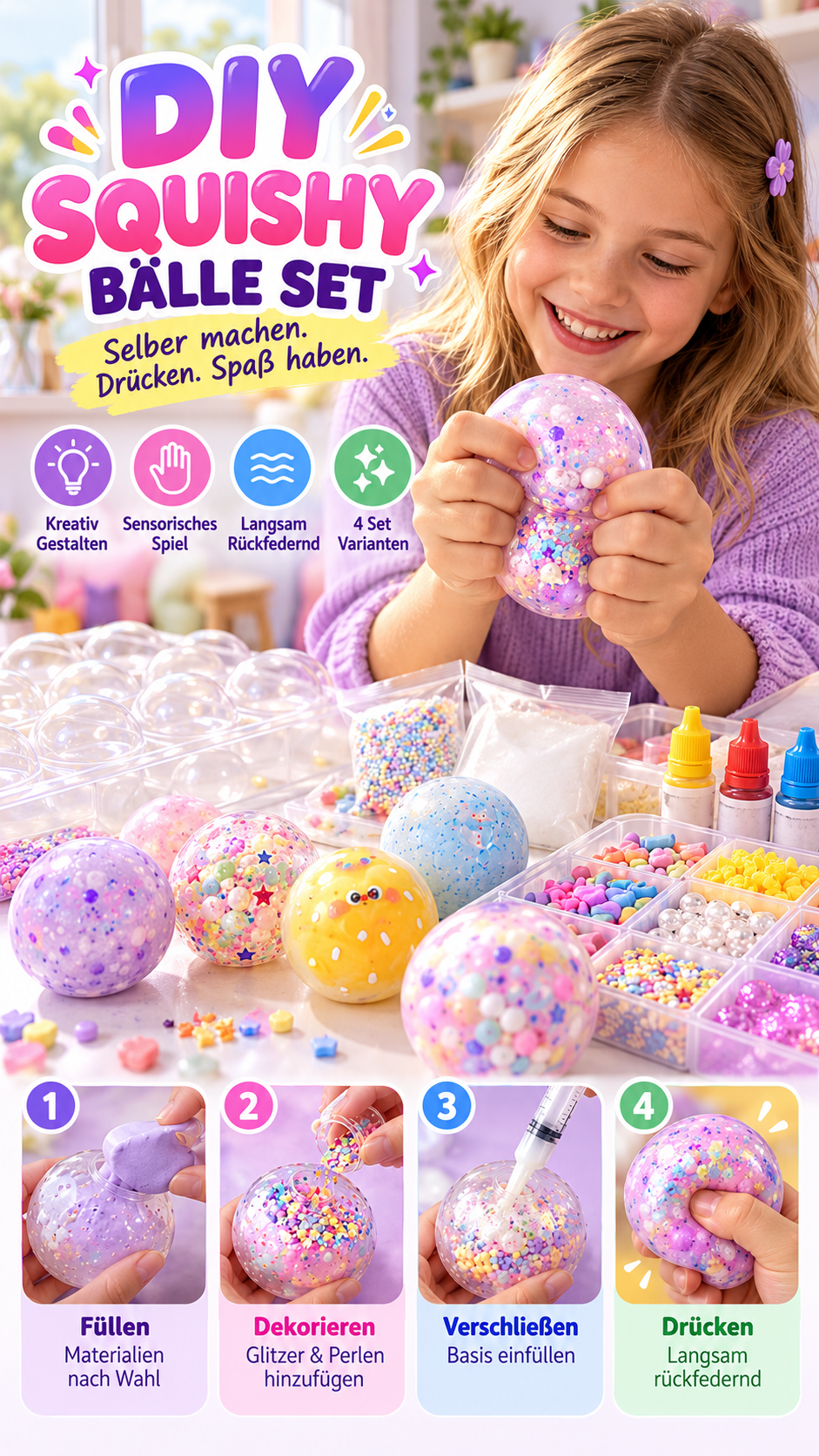 ✨ JETZT 50 % RABATT ✨DIY-Knetball-Bastelset – Squishy-Bälle selbst gestalten-Gcom