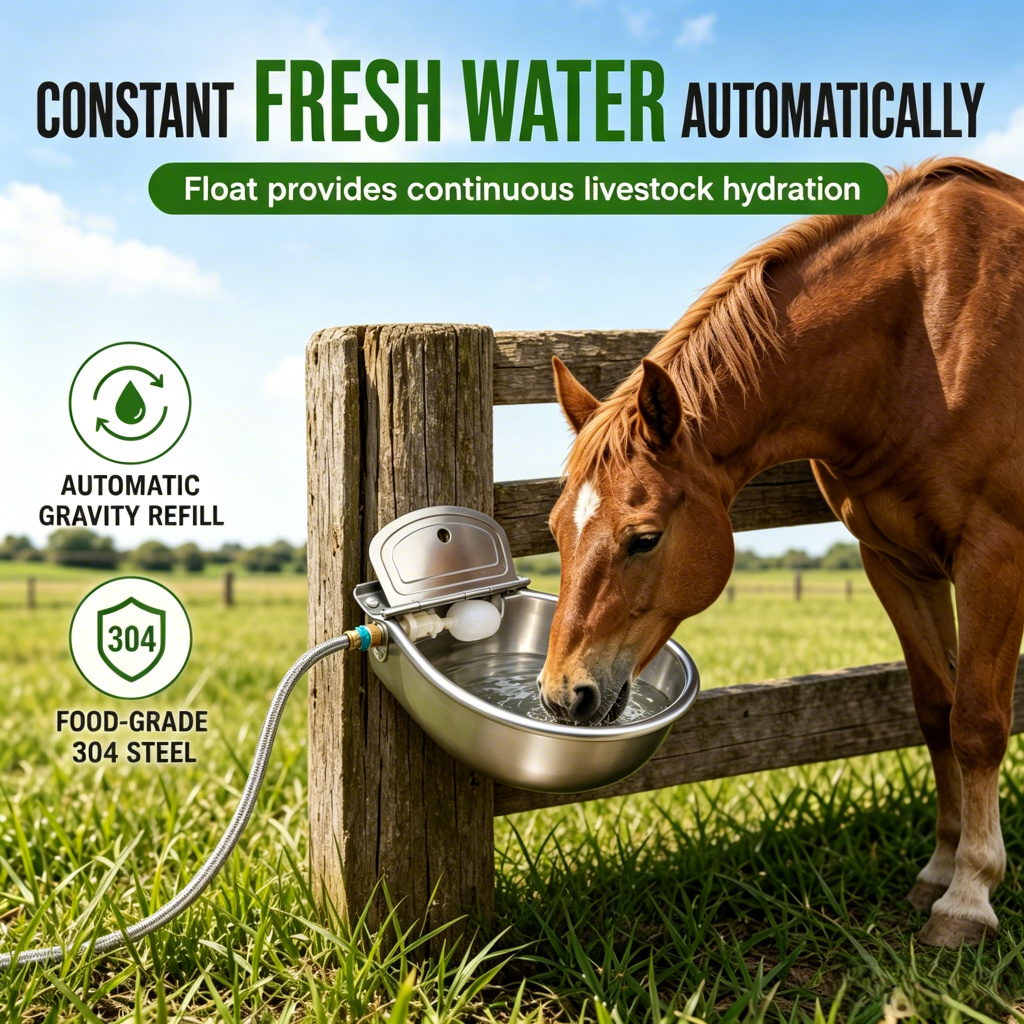 ⏳Zeitlich begrenzt 50% RABATT!⏰🤖 Automatisches 304 Edelstahl-Tränkebecken – Schwimmer & Ablaufloch für Rinder, Pferde, Schafe & Hunde 🐄🐴🐕