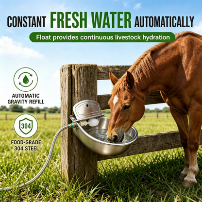 ⏳Zeitlich begrenzt 50% RABATT!⏰🤖 Automatisches 304 Edelstahl-Tränkebecken – Schwimmer & Ablaufloch für Rinder, Pferde, Schafe & Hunde 🐄🐴🐕