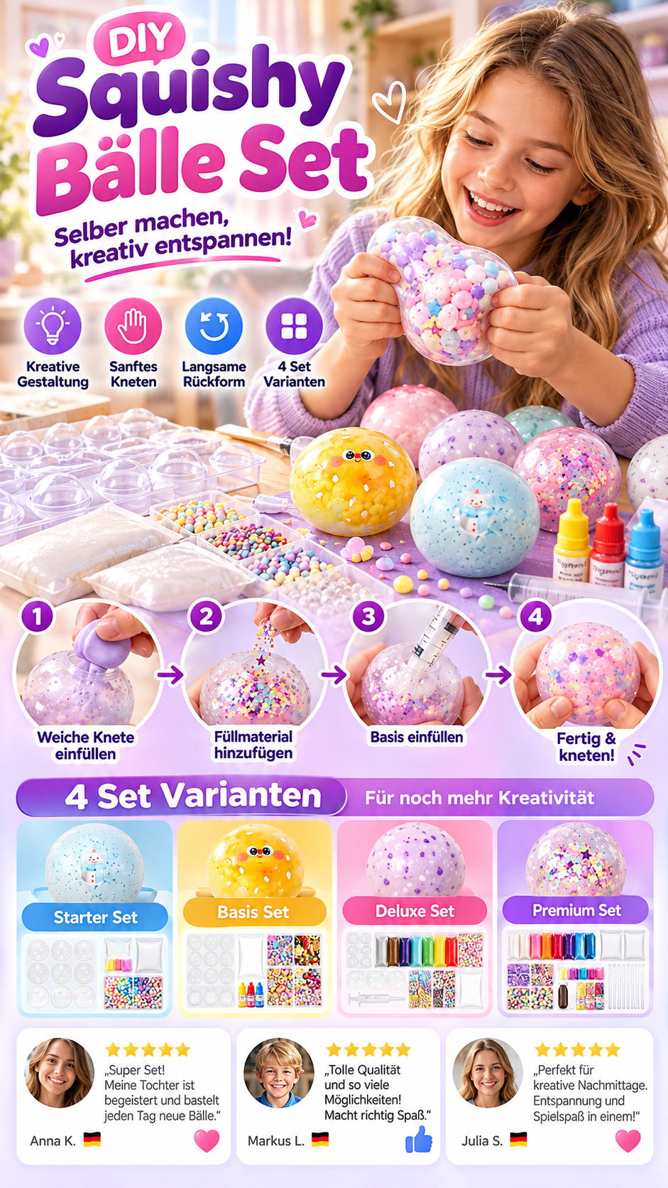 ✨ JETZT 50 % RABATT ✨DIY-Knetball-Bastelset – Squishy-Bälle selbst gestalten-Gcom