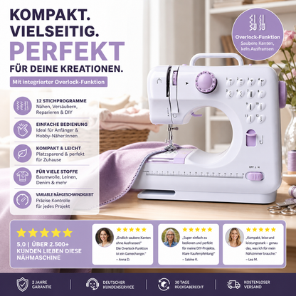 🧵 50% RABATT! 🛍️ Mini-Nähmaschine für Zuhause – 12 Stiche, robust & kompakt – Ideal für Reparaturen & DIY-Projekte ✂️