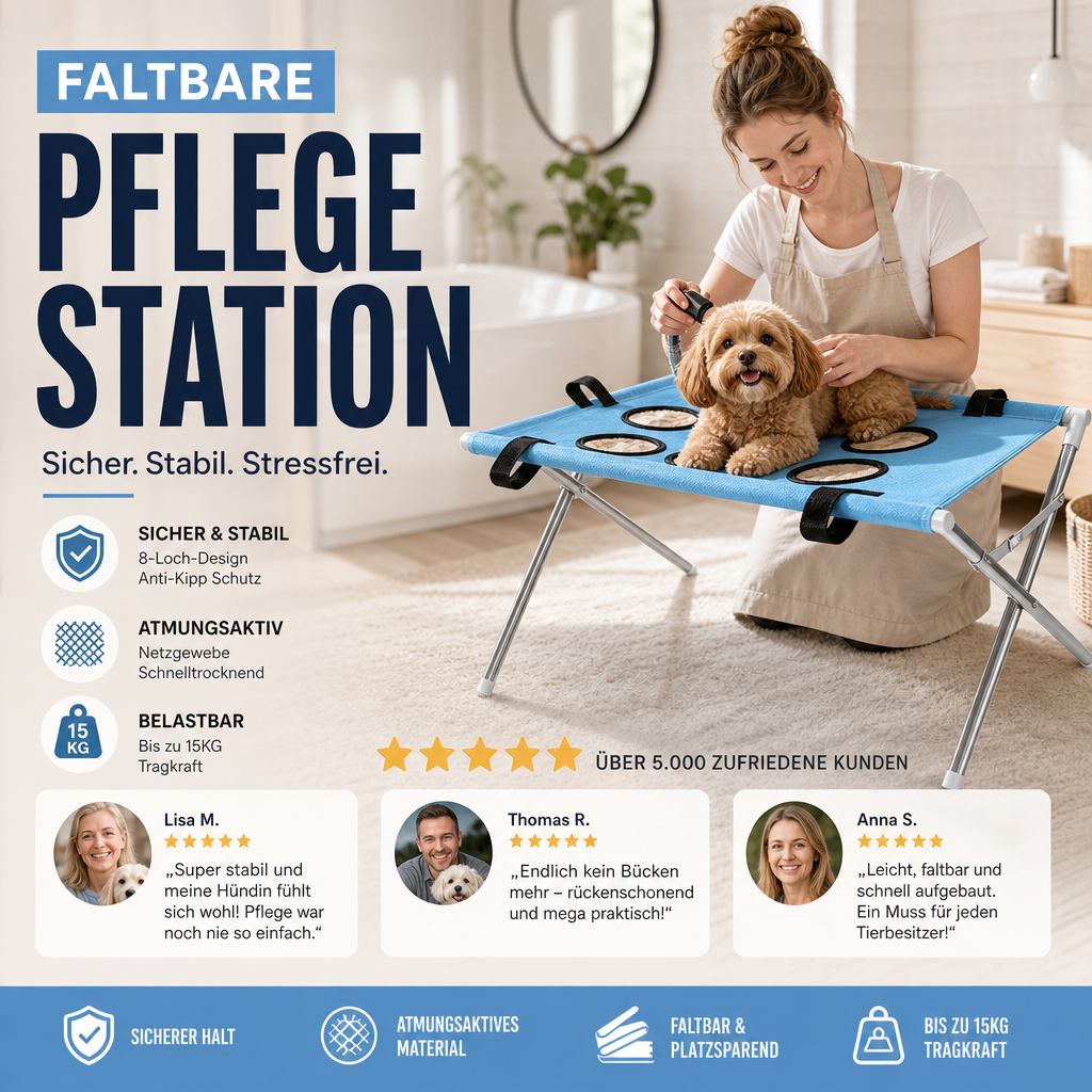 📢📢 JETZT 50 % RABATT!! ⏰2-in-1 Faltbares Haustier-Pflegebett🐱🐶🛋️