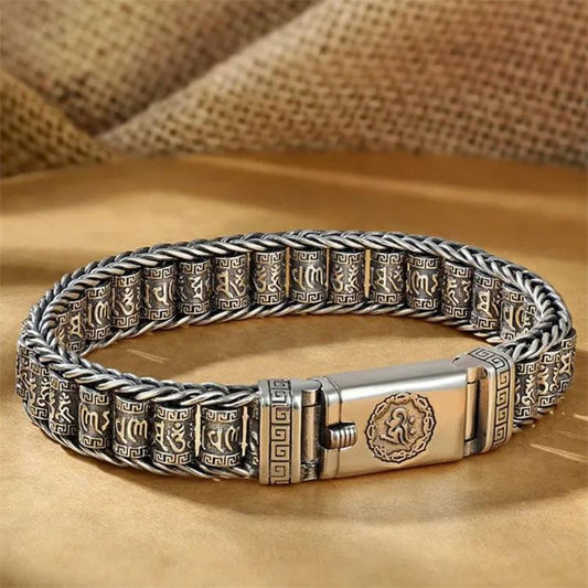 📢📢50 % Rabatt!! ⏰ Tibetisches Gebetsmühlen-Armband – 925er Sterlingsilber, Glücksbringer & Valentinstagsgeschenk