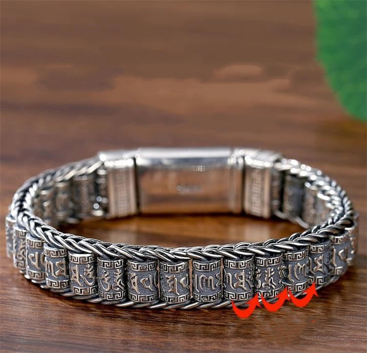 📢📢50 % Rabatt!! ⏰ Tibetisches Gebetsmühlen-Armband – 925er Sterlingsilber, Glücksbringer & Valentinstagsgeschenk