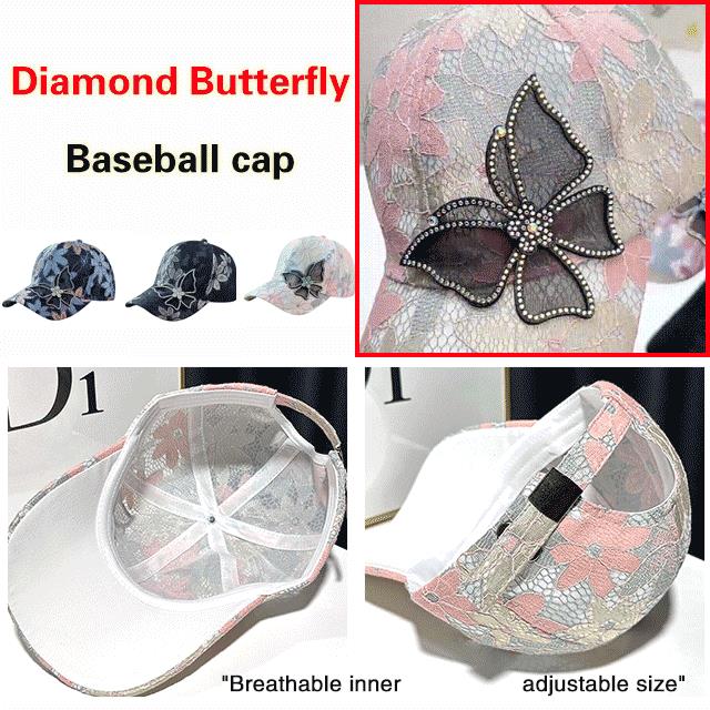 🧢 LIMITIERTES ANGEBOT: 50% RABATT! ✨ Mesh-Diamant-Schmetterling-Baseballkappe – Atmungsaktiv, Verstellbar & Trendig 🦋