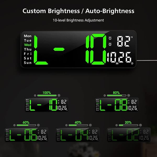 【⏰Limitiertes Angebot – 50 % Rabatt!】⚡40cm große Digitaluhr mit Temperatur, Datum, automatischer Sommerzeit, Nachtlicht und automatischem Helligkeitsdimmer