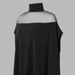 👗 🦇 Lässige Bluse mit Fledermausärmeln – Hochgeschlossen, Transparentes Design, Schwarz 🍂