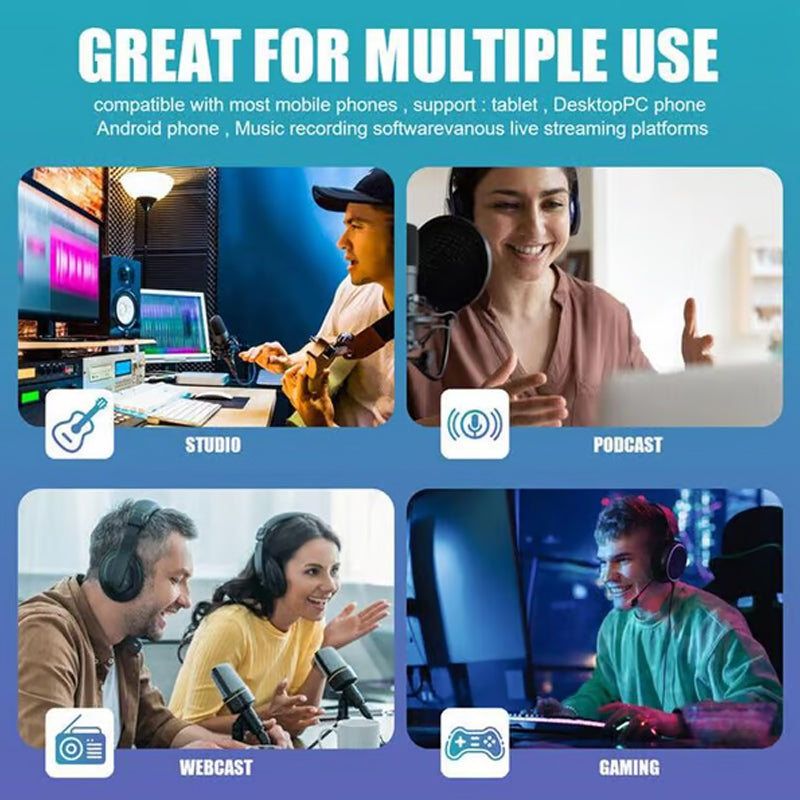 F998 Live-Soundkarte, Audio-Mixer, Podcast-Audioschnittstelle mit DJ-Mixer-Effekten, Stimmverzerrer mit Soundeffekten für Karaoke, Live-Streaming, Gaming-Aufnahmen