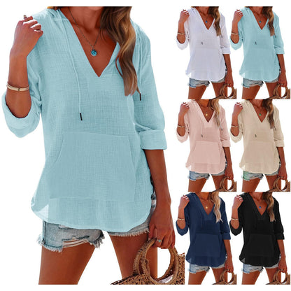 👗 50% RABATT! ⏰ Übergroßes Strandkleid mit Kapuze – Langärmlig, V-Ausschnitt & Tasche – Leicht, luftig & perfekt für den Sommer – ideal für Strand, Reisen oder entspannte Tage ☀️🌊✨