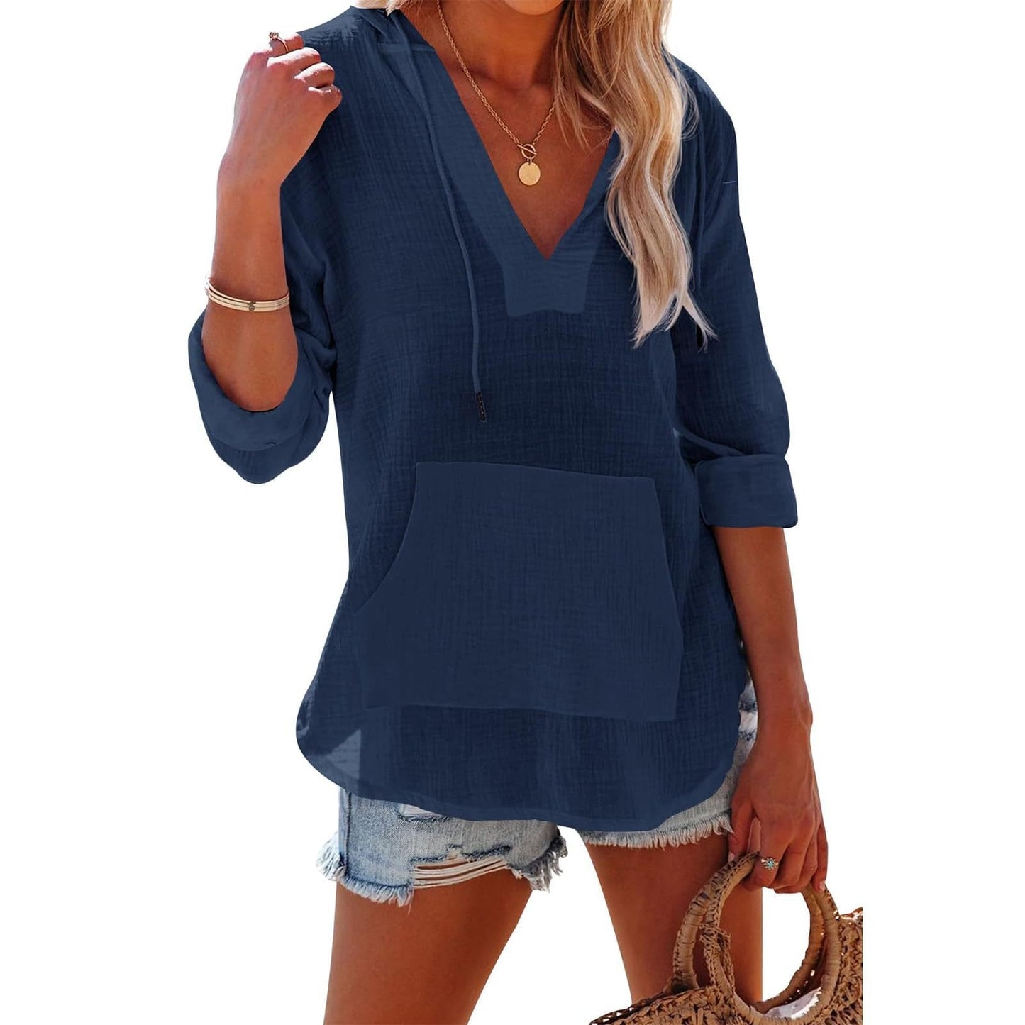 👗 50% RABATT! ⏰ Übergroßes Strandkleid mit Kapuze – Langärmlig, V-Ausschnitt & Tasche – Leicht, luftig & perfekt für den Sommer – ideal für Strand, Reisen oder entspannte Tage ☀️🌊✨