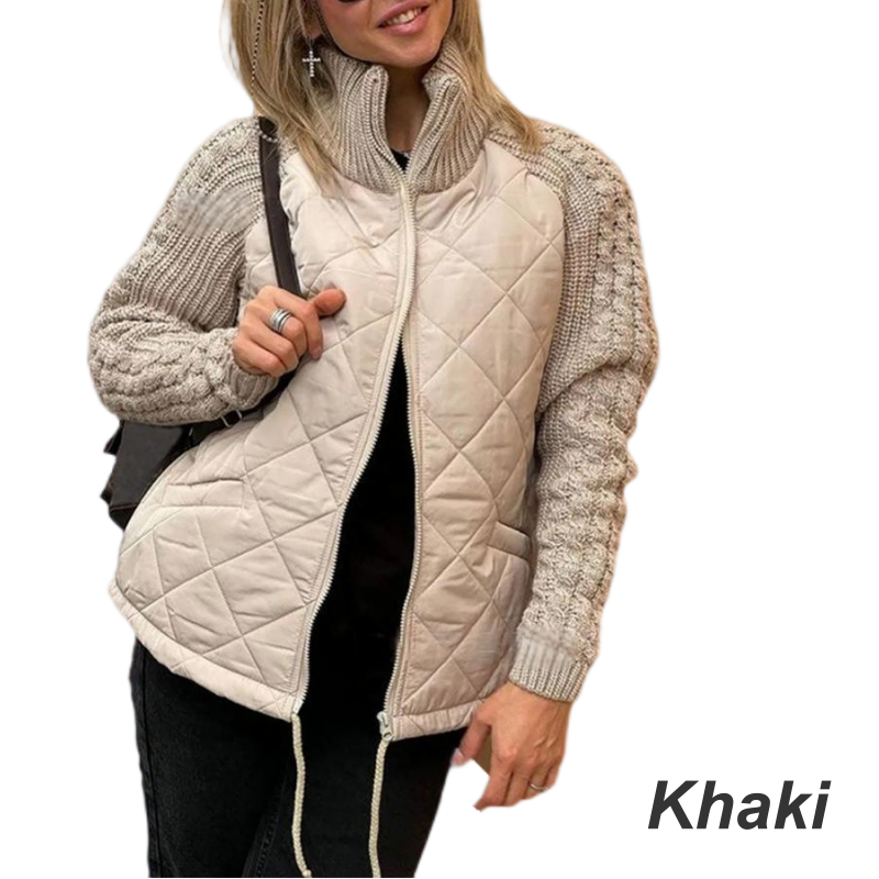 ⏳Begrenzte Zeit 50% Rabatt💥Gestrickte Patchwork-Pufferjacke für Damen