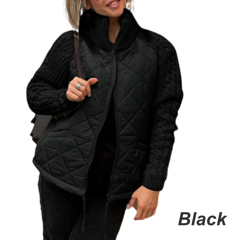 ⏳Begrenzte Zeit 50% Rabatt💥Gestrickte Patchwork-Pufferjacke für Damen
