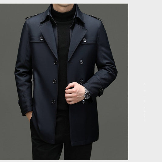 🔥🔥Mittellanger Trenchcoat für Herren mit herausnehmbarem Innenfutter