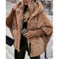Damen Oversized Pufferjacke mit Kapuze im Patchwork-Design