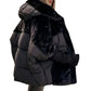 Damen Oversized Pufferjacke mit Kapuze im Patchwork-Design