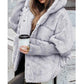 Damen Oversized Pufferjacke mit Kapuze im Patchwork-Design
