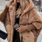 Damen Oversized Pufferjacke mit Kapuze im Patchwork-Design