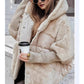 Damen Oversized Pufferjacke mit Kapuze im Patchwork-Design