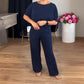 Elegantes 3-teiliges Set aus Longline-Cardigan, Top und Hose