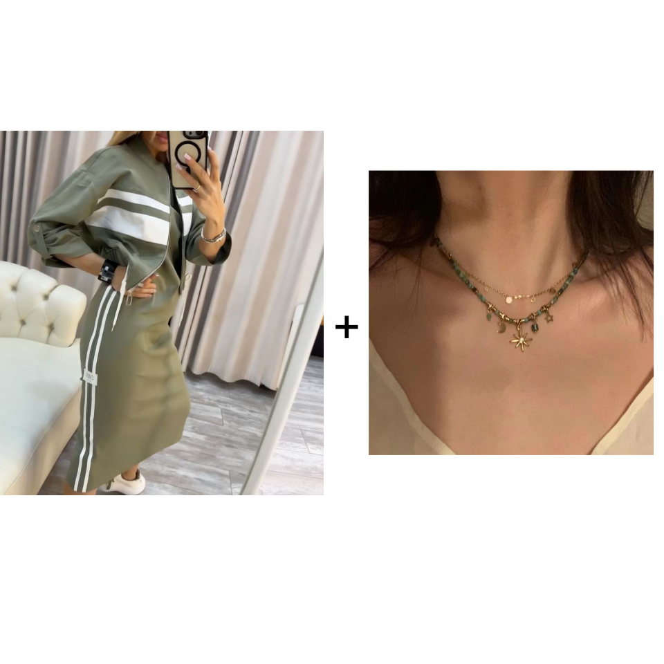 ❄️LETZTER TAG – 60 % RABATT 💖 Damen-Set aus Stehkragenjacke und Kleid