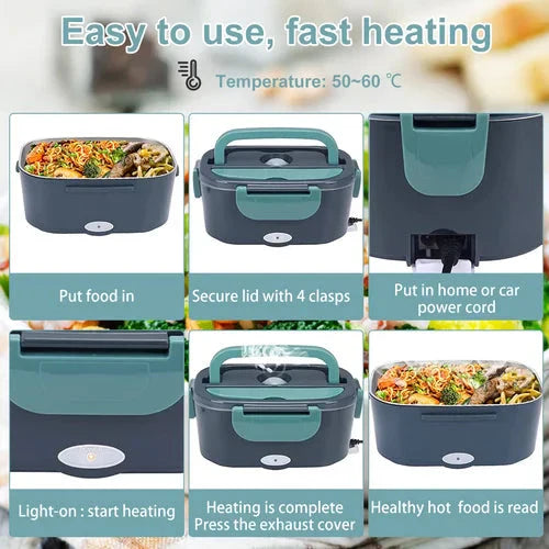 ✨🍴Mobile elektrische Brotdose – Für Auto & Haushalt, Steckdosenbetrieb, Edelstahl-Innenbehälter 🔌🍱