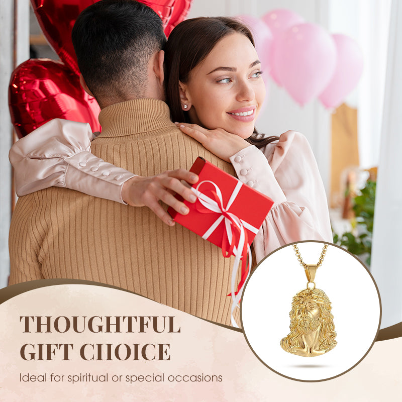 🕊️✝️Halskette mit Jesus-Kopf-Anhänger