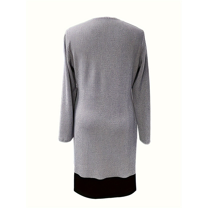 💃🌸Damenkleid in A-Linie, knielang, mit angedeutetem Zweiteiler-Look