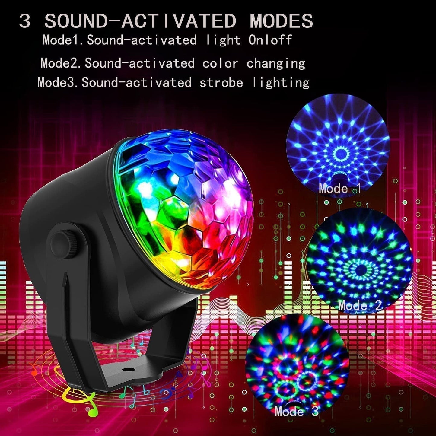 🌈 KAUF 3 ERHALT 4! ✨ MAGISCHE DISCO-KUGEL - 6 Farben & 4 Modi, Automatische Rotation für Partys, USB-Betrieb mit Fernbedienung 🎉🪩