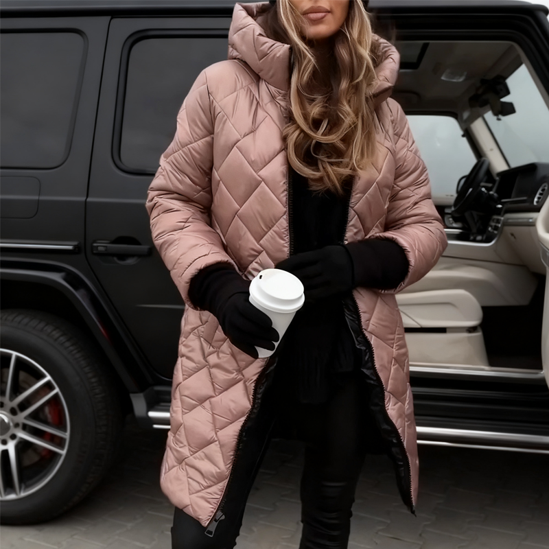 Langer, gesteppter Daunenmantel mit Kapuze für Damen🔥Kostenloser Versand🔥