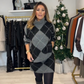 🎄Nur noch 2 Stunden: 60 % Rabatt🎁✨ Damen-Strickset mit Rautenmuster: Pullover und Rock, zweiteiliges Set🌟