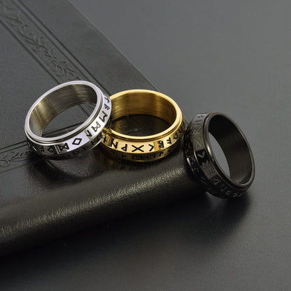⚔️ 50% RABATT! 💍 Titanium Steel Viking Rune Rotating Ring – Drehbarer Ring mit Runen, robust & mystisch – Perfektes Accessoire für Fans nordischer Symbolik ✨