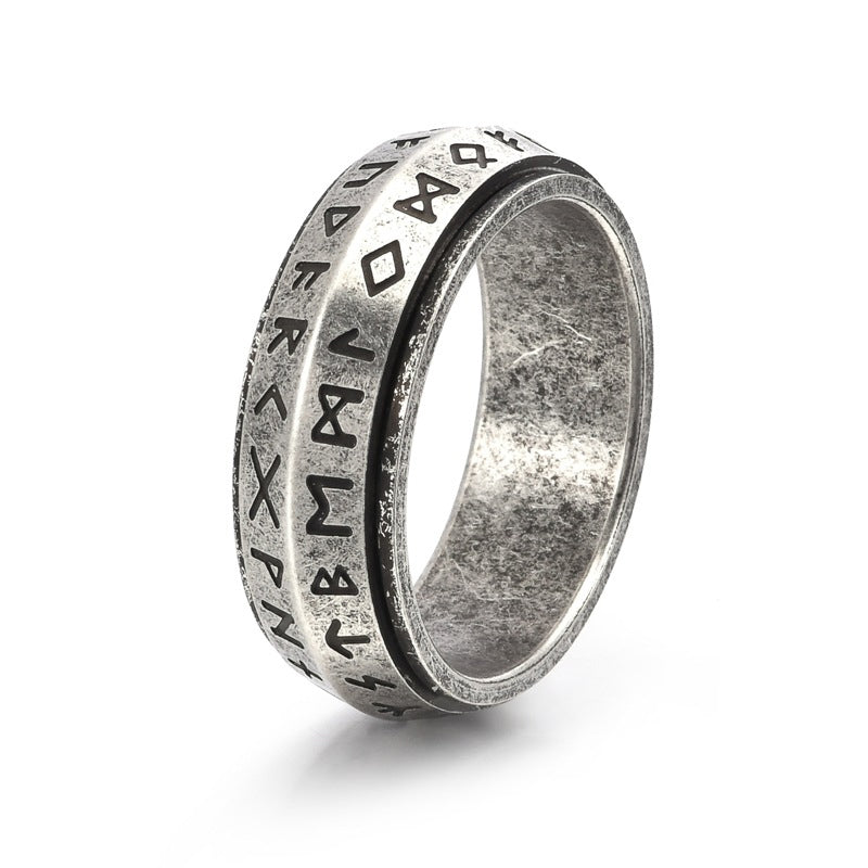 ⚔️ 50% RABATT! 💍 Titanium Steel Viking Rune Rotating Ring – Drehbarer Ring mit Runen, robust & mystisch – Perfektes Accessoire für Fans nordischer Symbolik ✨