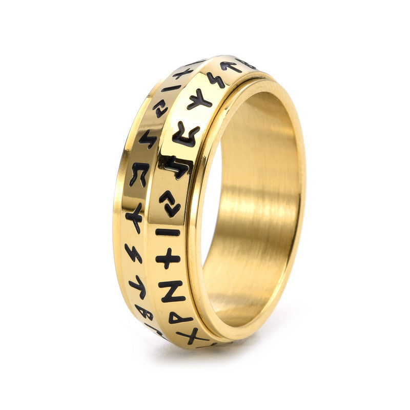 ⚔️ 50% RABATT! 💍 Titanium Steel Viking Rune Rotating Ring – Drehbarer Ring mit Runen, robust & mystisch – Perfektes Accessoire für Fans nordischer Symbolik ✨