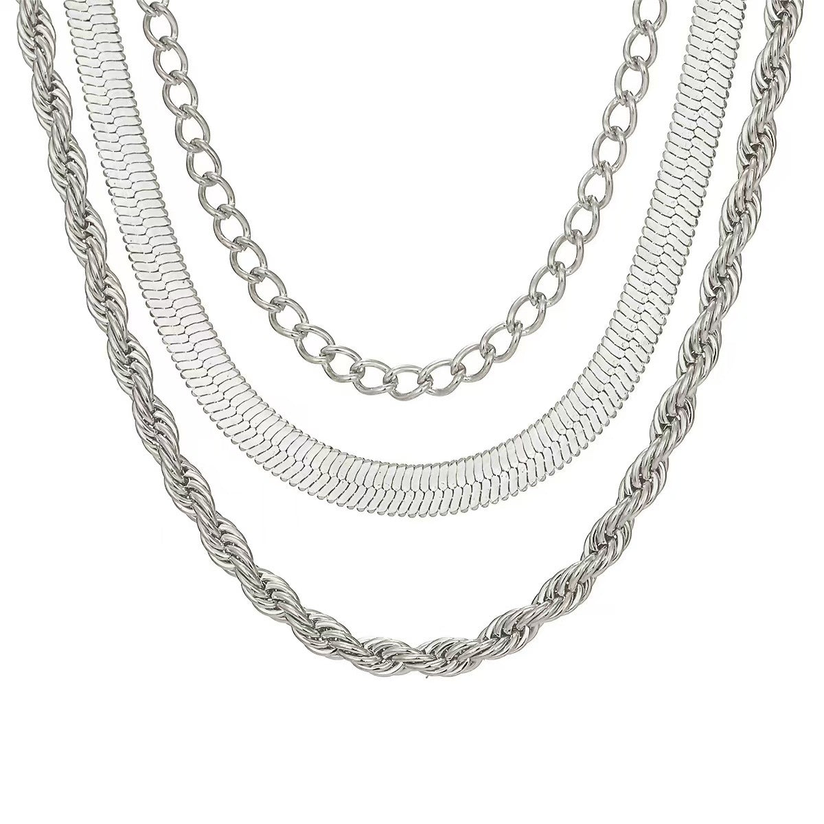 Damen Mehrschichtige Twist- & Schlangenkettenhalskette