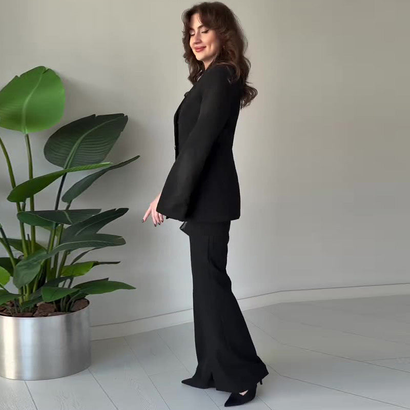 Elegantes 2-teiliges Set für Damen mit Blazer und Hose mit geteilten Ärmeln